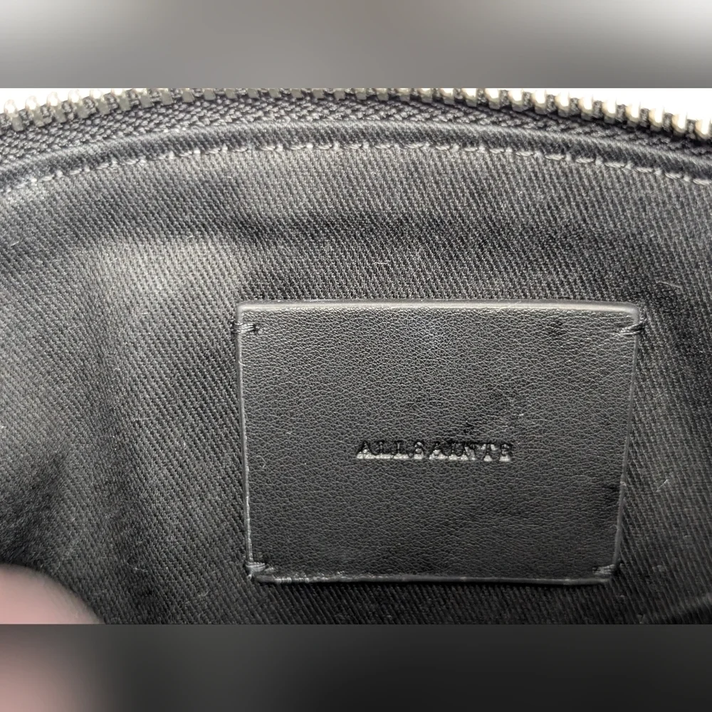 Small White leather AllSaints Anais Pouch Makeup Case (W/ Free Diptyque Samples)